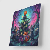 ハロクリスマスツリーシーン スクエア壁時計 (傾斜)