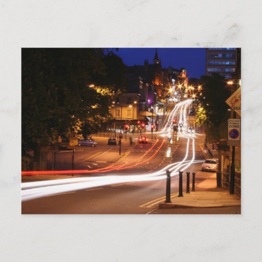 ハロゲートの町の中心部の夜のトラフィック ポストカード (正面)