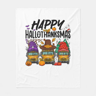ハロサンキューマハロウィンサンクスギビングクリスマスSc フリースブランケット