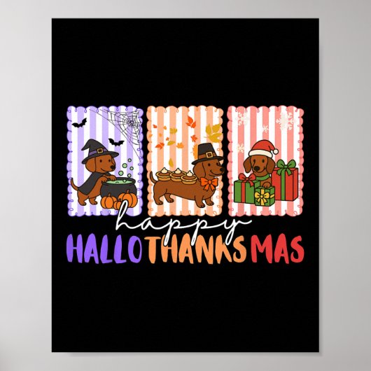 ハロサンクスマスダックシュントHalloween Thanksgiving Ch ポスター (正面)