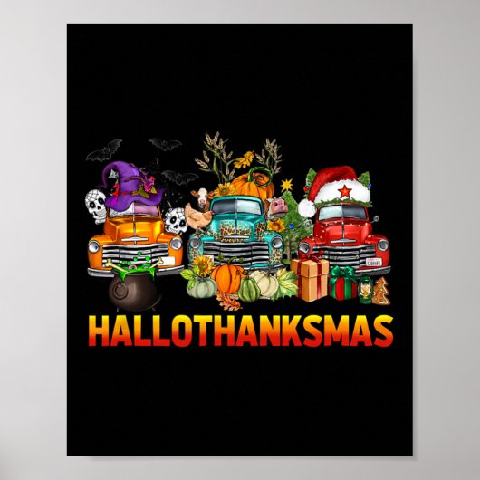 ハロサンクスマストラックハロウィーン感謝祭クリス ポスター (正面)
