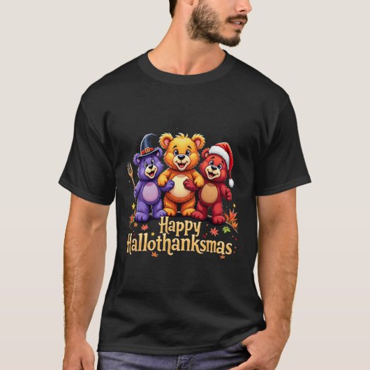 ハロサンクスマベアーズティーハロウィーン感謝祭Ch Tシャツ (正面)
