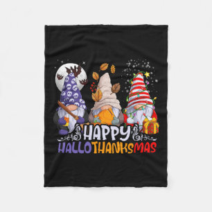 ハロサンクスマ格言ハロウィンサンクスギビングクリス フリースブランケット