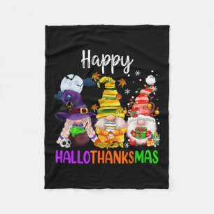 ハロサンクスマ格言ハロウィンサンクスギビングメリー フリースブランケット