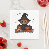 ハロブハロウィーン不気味かわいい&ウィッチキャットT-Shir スタンダードランチョンナプキン (インサイチュ)