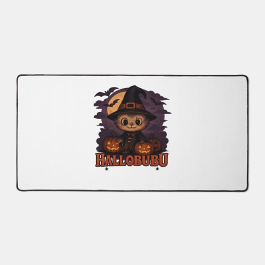 ハロブハロウィーン不気味かわいい&ウィッチキャットT-Shir デスクマット (正面)