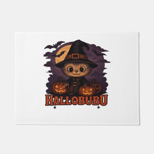 ハロブハロウィーン不気味かわいい&ウィッチキャットT-Shir ドアマット (正面)