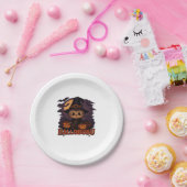 ハロブハロウィーン不気味かわいい&ウィッチキャットT-Shir ペーパープレート (パーティー)