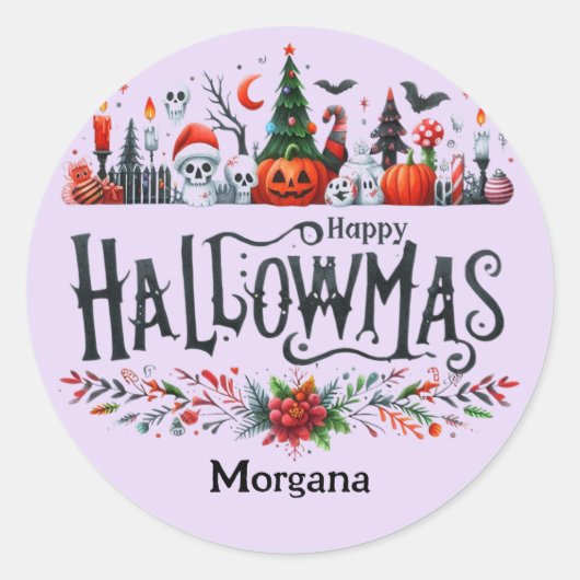ハロマスステッカーハロウィーンクリスマスマッシュアップ ラウンドシール (正面)