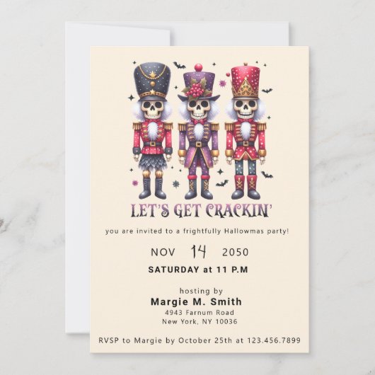 ハロマスパーティーくるみ割りカーハロウィーンクリスマス 招待状 (正面)