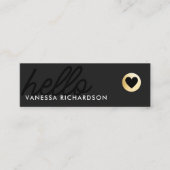 ハロミニマルーブラック金ゴールドシンプルモダン スキニー名刺 (正面)