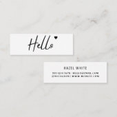 ハロミニマルーモダンハートクリーンシンプルホワイトミニ スキニー名刺 (正面/裏面)