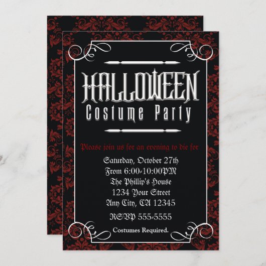 ハロワフォーマルーエレガントンの衣装パーティの招待状 招待状 (正面/裏面)
