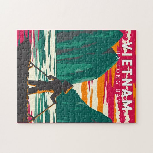 ハロンベイベトナムボートベンダー旅行アートヴィンテージ ジグソーパズル (横)