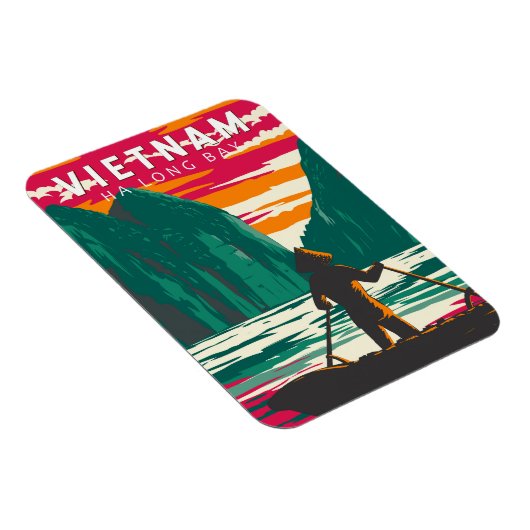 ハロンベイベトナムボートベンダー旅行アートヴィンテージ マグネット (右側)