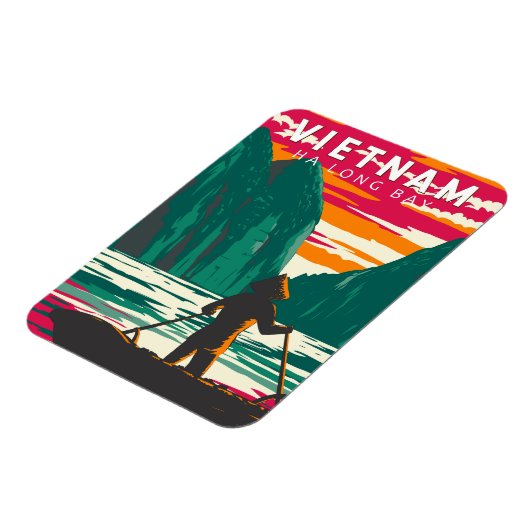 ハロンベイベトナムボートベンダー旅行アートヴィンテージ マグネット (左側)