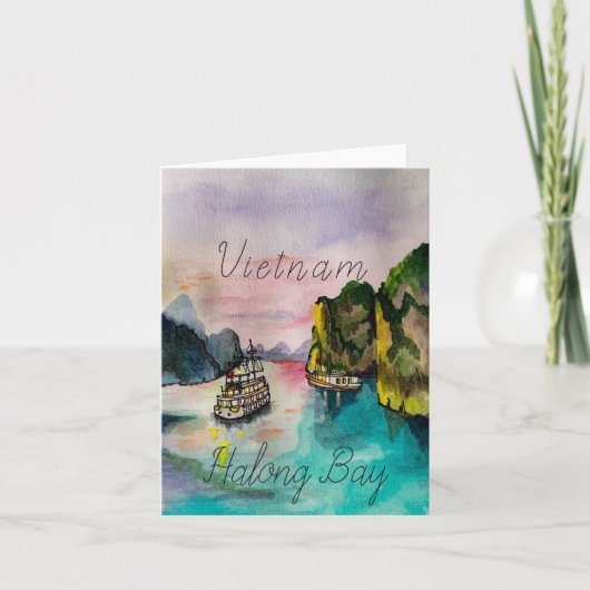 ハロン湾で楽しい夕日ベトナムケースメイト  ノートカード (正面)