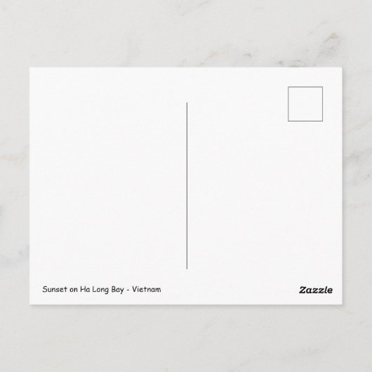 ハロン湾に沈む夕日 – ベトナム、アジア ポストカード (裏面)