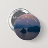 ハロン湾に沈む夕日 – ベトナム、アジア 缶バッジ (正面&裏面)