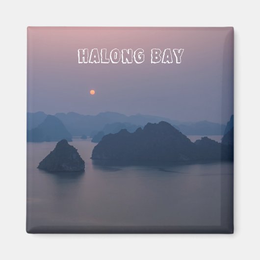 ハロン湾の夕日 - ベトナム、アジア マグネット (正面)