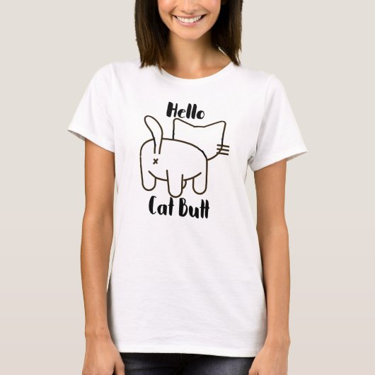ハローおもしろいキャットお尻 Tシャツ (正面)
