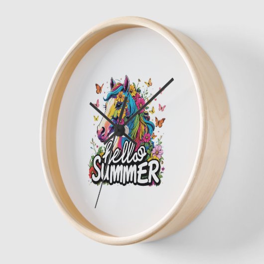 ハローおもしろいサマーホース 壁時計 (傾斜)