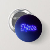 ハローおもしろいネオンブルーサイン明るく明るく 缶バッジ (正面&裏面)