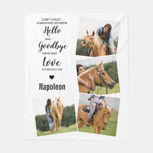 ハローお気に入りのカスタムフォトコラージュPETメモリアル フリースブランケット (正面)