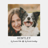 ハローお気に入りのカスタムフォトペットドッグメモリアル フリースブランケット (正面)