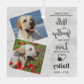 ハローお気に入りのカスタム2フォトドッグペット記念館 ガラスオーナメント (裏面)