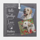 ハローお気に入りのカスタム2フォトペットドッグメモリアル ガラスオーナメント (正面)