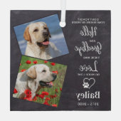 ハローお気に入りのカスタム2フォトペットドッグメモリアル ガラスオーナメント (裏面)