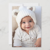 ハローお洒落ブラシ文字ベビーガール写真 案内状 (正面)