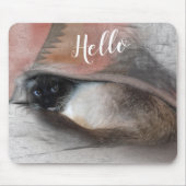 ハローかわいいのぞきブルーアイドシャム子猫 マウスパッド (正面)