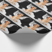 ハローとウィングを持つゴールデンレトリエバーエンジェルドッグ ラッピングペーパー (角)