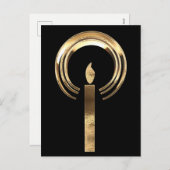 ハローのまわりにロウソク炎の金ゴールドエレガントクリスマス シーズンポストカード (正面/裏面)