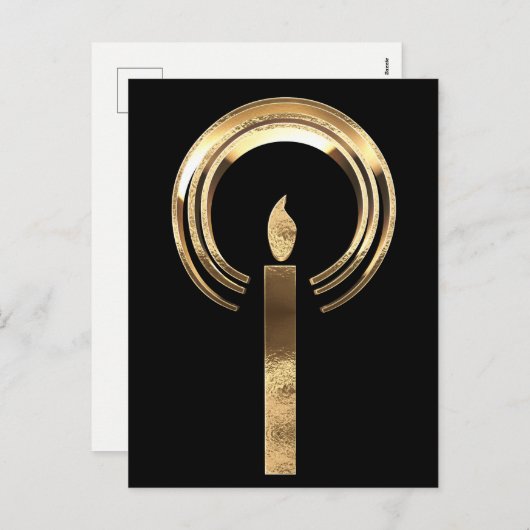 ハローのまわりにロウソク炎の金ゴールドエレガントクリスマス シーズンポストカード (正面/裏面)