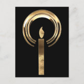 ハローのまわりにロウソク炎の金ゴールドエレガントクリスマス シーズンポストカード (正面)