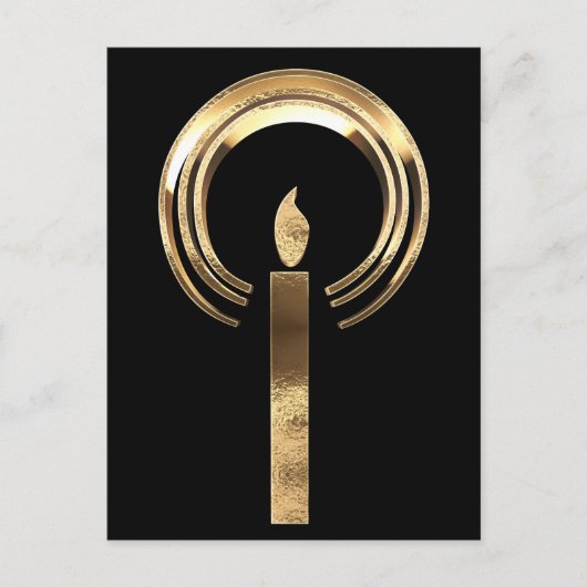 ハローのまわりにロウソク炎の金ゴールドエレガントクリスマス シーズンポストカード (正面)