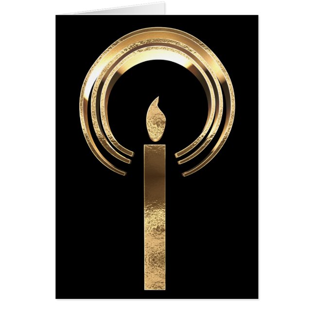 ハローのまわりにロウソク炎ブラックと金ゴールドクリスマス (正面)