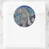 ハローのステンドグラスのステッカー付きキリスト ラウンドシール (バッグ)