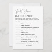 ハローの上または下のブライダルシャワーゲームカード 招待状 (正面)