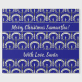 ハローの蝋燭のモダンな濃紺の銀のクリスマス ラッピングペーパー (フラット)