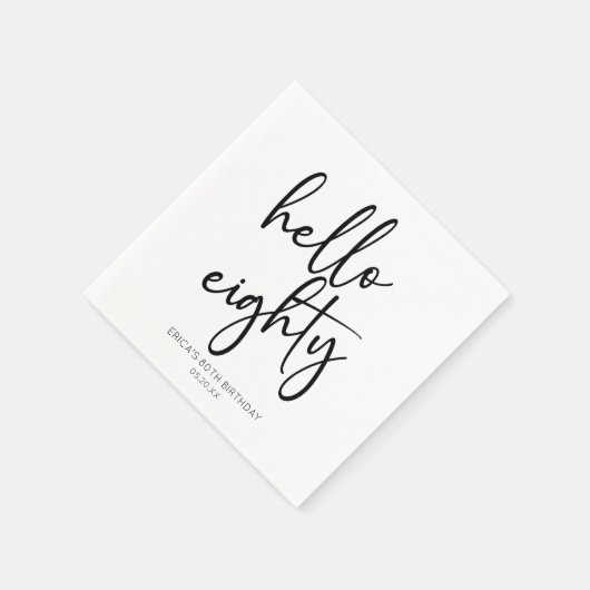 ハローアイティミニマルシンプルリスト80th誕生日パーティー スタンダードカクテルナプキン (角)