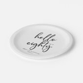 ハローアイティミニマルシンプルリスト80th誕生日パーティー ペーパープレート (アングル)