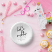 ハローアイティミニマルシンプルリスト80th誕生日パーティー ペーパーボウル (パーティー)