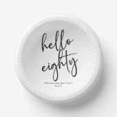 ハローアイティミニマルシンプルリスト80th誕生日パーティー ペーパーボウル (正面)
