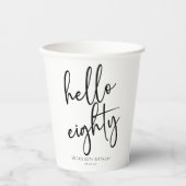 ハローアイティミニマルシンプルリスト80th誕生日パーティー 紙コップ (正面)