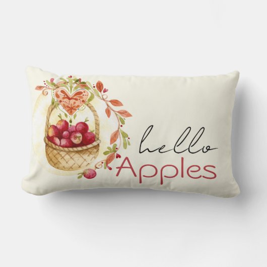 ハローアップルレッドランバーピロー ランバークッション (正面)