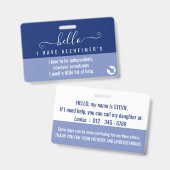 ハローアルジマイマー認識度とエマージェンシー連絡 バッジ (表裏)